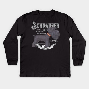 Black Schnauzer Standing Kids Long Sleeve T-Shirt